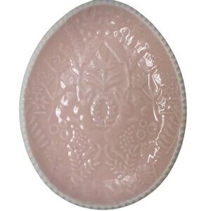 Graces Pantry Soft Pink Easter Egg Shaped Plate Spring Rabbits Flowers & Nature